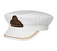 HAMMABURG Gorra Capitán Mujer/Hombre - Gorro de Marinero con Visera Marinera Visera, Forro Verano Verano/Invierno - S (54-55 cm) Blanco