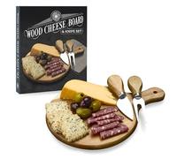 Hammer + Axe™ Juego de tabla de queso y cuchillos de madera de acacia con caja decorativa para libros, perfecto para charcutería, maridajes de vino y servir elegante, cena y cocina esencial, regalo de