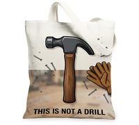 Hammer - Bolsa de lona para mujer, guantes minimalistas industriales, clavos, ninguno marrón, lavable, reutilizable, bolsas de compras ideas para, Marrón, 13x15 Inch