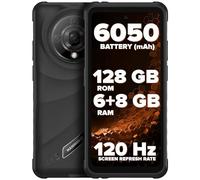 Hammer H Iron 6 5G Smartphone Rugerizado Android 15, 6GB RAM 128GB ROM, Pantalla 6.56" 120Hz, Cámara 64MP + Visión Nocturna, Batería 6050mAh, IP69K/MIL-STD-810H, Dual SIM, NFC, Negro