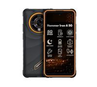 Hammer H Iron Teléfono móvil para Exteriores, sin Contrato, 8/256 GB, 5G, Pantalla de 6,56'' y 120 Hz, 6050 mAh, 65 MP, Android 15, NFC, biometría, Radio FM, Jack 3,5 mm, Doble SIM, Negro-Naranja