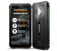 Hammer H Ranger Teléfono móvil para Exteriores, Smartphone, 4G LTE, 6 GB/256 GB, 5000 mAh, Pantalla de 6', Angular de 50 MP, IP69, Gorilla Glass 5, NFC, biometría, Conector de 3,5 mm, Dual-SIM, eSIM