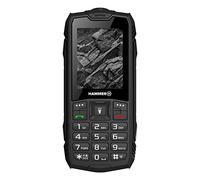 Hammer H Rock teléfono Duradero para Trabajar, Mega batería de 1800 mAh, Pantalla de 2.4", Resistente al Agua (IP68), A Prueba de Golpes (IK05), Teléfono de botón, Linterna, Dual-SIM, Negro
