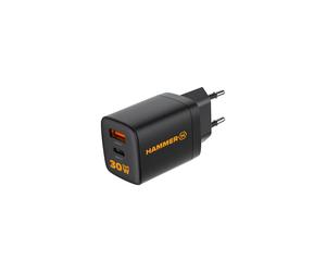 Hammer HAMMER RapidCharge Duo 30W Cargador dual universal con puerto USB-A y USB-C y 30W de potencia que garantiza una carga rápida y eficiente de tus