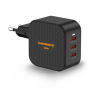 Hammer RapidCharge Extreme Cargador Rápido USB-C 65W 3 Puertos USB-C | GaN, PD y PPS, 138 g, entrada 100-240 V AC 50/60 Hz 1,5 A max para casa, oficina y viaje