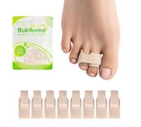 Hammer Toe Straightener Toe Splints - Bukihome 8 Pack Hammertoe Corrector for Men/Women - Reusable Toe Wraps for Bent, Mallet Toes, Curled, Overlapping,Toe Cushioned Bandage (8 Large, Beige)