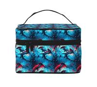 Hammerhead - Bolsa de maquillaje con estampado de tiburón para mujer, bolsa organizadora de maquillaje grande para viaje