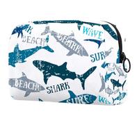 Hammerhead Shark and Sharks - Neceser de viaje para mujer, bolsa organizadora de maquillaje grande con cremallera, multicolor, 18.5x7.5x13cm/7.3x3x5.1in, Neceser