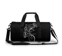 Hammerhead Shark Riding Bicycle Bolsa de gimnasio portátil para mujeres y hombres, bolsa de viaje para deportes, impresión de gimnasio, divertida bolsa de yoga