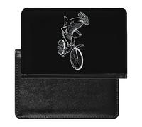 Hammerhead Shark Riding Bicycle Funny Passport Case Cover And Vacunation Card Organizer Holder Travel Protector Bag Wallet Printed