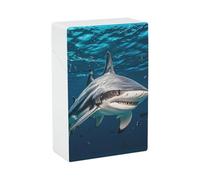 Hammerhead Shark Scans The Ocean - Estuche para cigarrillos de plástico duro con tapa abatible, delgado, tamaño de bolsillo, para 20 cigarrillos tamaño King, impermeable, a prueba de aplastamientos