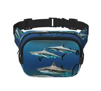 Hammerhead Sharks - Riñonera cuadrada de doble capa con estampado de tiburones unisex para viajes y entrenamiento, Negro -, Talla única