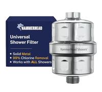 HammerHead Showers® Filtro de cabezal de ducha totalmente metálico, filtros de ducha universales de alta presión para eliminar productos químicos tóxicos, filtro de ducha KDF, se dirige al cloro y