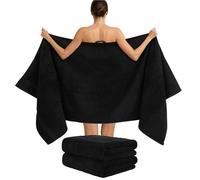 Hammetex Juego de 2 toallas de baño extragrandes, 80 x 200 cm, 500 g/m², 100% algodón, suaves y absorbentes, toallas de spa grandes, color negro