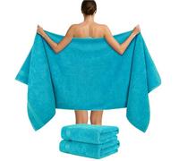 Hammetex Juego de 2 toallas de baño extragrandes, 80 x 200 cm, 500 g/m², 100% algodón, suaves y absorbentes, toallas de spa grandes, color turquesa
