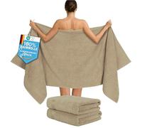 Hammetex Juego de 2 toallas de baño extragrandes, 80 x 200 cm, 500 g/m², 100% algodón, suaves y absorbentes, toallas de spa grandes, color beige