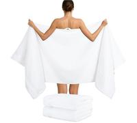 Hammetex Juego de 2 toallas de baño extragrandes, 80 x 200 cm, 500 g/m², 100% algodón, suaves y absorbentes, toallas de spa grandes, color blanco