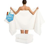 Hammetex Juego de 2 toallas de baño extragrandes de 80 x 200 cm, toallas de sauna de 500 g/m², 100 % algodón, suaves y absorbentes, lujosas toallas de spa grandes, color crema