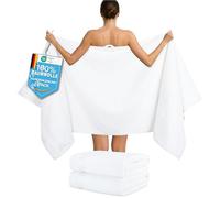 Hammetex Juego de 2 Toallas de Baño y Sauna Extra Grandes 80x200 cm, 100% Algodón 500 G/m², Absorbentes, Secado Rápido, Certificadas Oeko-Tex, Toallas de SPA y Sauna, Blanco
