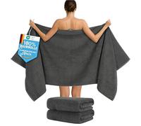 Hammetex Juego de 2 toallas para sauna, 80 x 200 cm, toallas de ducha extragrandes, 100 % algodón, con certificado Öko-Tex, suaves, absorbentes, con colgador, color antracita