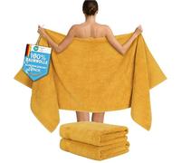 Hammetex Juego de 2 toallas para sauna, 80 x 200 cm, toallas de ducha extragrandes, 100 % algodón, con certificado Öko-Tex, suaves, absorbentes, con colgador, color mostaza