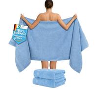 Hammetex Juego de 2 toallas para sauna, 80 x 200 cm, toallas de ducha extragrandes, 100 % algodón, con certificado Öko-Tex, suaves, absorbentes, con colgador, color azul claro
