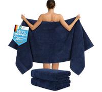 Hammetex Juego de 2 toallas para sauna, 80 x 200 cm, toallas de ducha extragrandes, 100 % algodón, con certificado Öko-Tex, suaves, absorbentes, con colgador, color azul oscuro