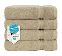 Hammetex Juego de 4 toallas de mano - 50 x 100 cm, 100% algodón, 4 toallas - Certificado Öko-Tex, con lazo para colgar, suave y absorbente, de secado rápido, color beige