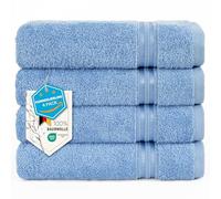 Hammetex Juego de 4 Toallas de Mano, 500 g/m², 100% algodón, Calidad, 50 x 100 cm, Suaves, absorbentes, de Secado rápido, Color Azul Claro
