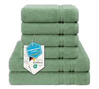 Hammetex - Juego de 6 Toallas de baño (100% algodón, Suaves y absorbentes, 2 Toallas de baño, 70 x 140 cm, 4 Toallas de baño, 50 x 100 cm, Verde Salvia
