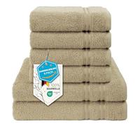 Hammetex Juego de 6 toallas de mano, 100 % algodón, suave, absorbente, de calidad, 2 toallas de baño de 70 x 140 cm, 4 toallas de mano de 50 x 100 cm, color beige