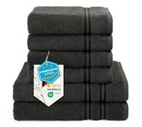 Hammetex Juego de 6 toallas de mano, 100 % algodón, suave, absorbente, de calidad, 2 toallas de baño de 70 x 140 cm, 4 toallas de mano de 50 x 100 cm, antracita