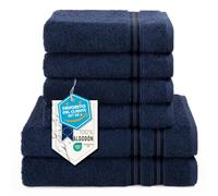 Hammetex Juego de Toallas 6 Piezas - 2 Toallas de Baño 70x140 cm y 4 Toallas de Mano 50x100 cm - 100% Algodón Rizo - Certificadas Oeko-Tex - Suaves, Absorbentes - con Presilla