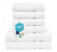 Hammetex Juego de Toallas 6 Piezas - 2 Toallas de Baño 70x140 cm y 4 Toallas de Mano 50x100 cm - 100% Algodón Rizo - Certificadas Oeko-Tex - Suaves, Absorbentes - con Presilla