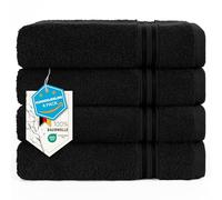 Hammetex Juego de toallas de 4 piezas, 50 x 100 cm, 100 % algodón 4X - Certificado ÖKO-TEX, con lazo para colgar, suave y absorbente, secado rápido, negro