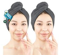 Hammetex Toalla para el Cabello Mujer Pack de 2 - Turbante de 100% Algodón - Certificadas Oeko-Tex - Suaves, Absorbentes - Turbante con Botón