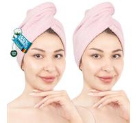 Hammetex Toalla para el Cabello Mujer Pack de 2 - Turbante de 100% Algodón - Certificadas Oeko-Tex - Suaves, Absorbentes - Turbante con Botón