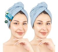 Hammetex Toalla para el Cabello Mujer Pack de 2 - Turbante de 100% Algodón - Certificadas Oeko-Tex - Suaves, Absorbentes - Turbante con Botón
