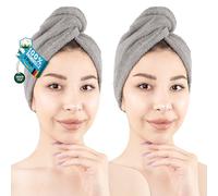 Hammetex Toalla para el Cabello Mujer Pack de 2 - Turbante de 100% Algodón - Certificadas Oeko-Tex - Suaves, Absorbentes - Turbante con Botón