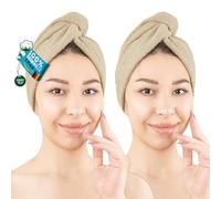 Hammetex Toalla para el Cabello Mujer Pack de 2 - Turbante de 100% Algodón - Certificadas Oeko-Tex - Suaves, Absorbentes - Turbante con Botón