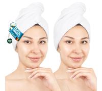Hammetex Toalla para el Cabello Mujer Pack de 2 - Turbante de 100% Algodón - Certificadas Oeko-Tex - Suaves, Absorbentes - Turbante con Botón