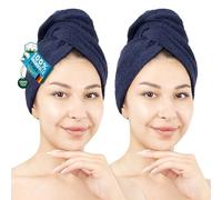 Hammetex Toalla para el Cabello Mujer Pack de 2 - Turbante de 100% Algodón - Certificadas Oeko-Tex - Suaves, Absorbentes - Turbante con Botón