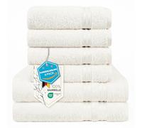 Hammetex - Toallas de baño (6 Unidades, 100% algodón, 500 gsm, 2 Toallas de baño de 70 x 140 cm, 4 Toallas de Mano, 50 x 100 cm, Suaves, absorbentes, certificadas Oeko-Tex, Crema