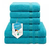 Hammetex - Toallas de baño (6 Unidades, 100% algodón, 500 gsm, 2 Toallas de baño de 70 x 140 cm, 4 Toallas de Mano, 50 x 100 cm, Suaves, absorbentes, certificadas Oeko-Tex, Turquesa)