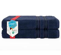 Hammetex Toallas de Ducha Pack de 2 70x140 cm - Toallas de Baño 100% Algodón Rizo - Certificadas Oeko-Tex - Suaves, Absorbentes - con Presilla para Colgar