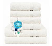 Hammetex Toallas de Ducha - Toallas de Baño 100% Algodón Rizo - Certificadas Oeko-Tex - Suaves, Absorbentes - Crema