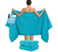 Hammetex Toallas de Sauna 80x200 cm Pack de 2 - Toallas de Ducha Extra Grandes - 100% Algodón Rizo - Certificadas Oeko-Tex - Suaves, Absorbentes - con Presilla