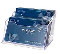 Hamosky - Soporte para tarjetas de visita, 2 niveles, acrílico transparente, soporte de plástico para tarjetas de visita, organizador de tarjetas de visita para oficina (1 paquete)