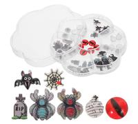 HAMPPLIES 1 Caja Adornos para Uñas de Halloween Accesorios de Resina para Manicura Creativa con Charms de Araña Murciélago y Fantasma para Fiesta y Diario