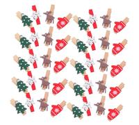HAMPPLIES 100 Piezas Clips De Madera Navideños Mini Pinzas para Fotos Pinzas para Colgar Fiesta De Navidad para Decorar